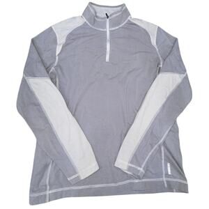 Eddie Bauer Travex Mens Pullover Size M Gray Cotton Blend Mock Neck Active